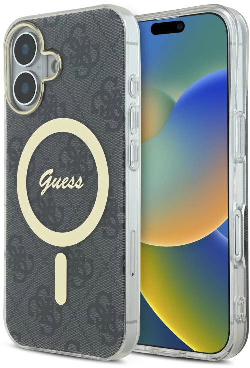 Guess “4g Logο” Hard Case Ημιδιάφανη Θήκη Προστασίας από Σκληρό Πλαστικό – Iphone 16 (Διάφανο/μαύρο – Guhmp16sh4stk)