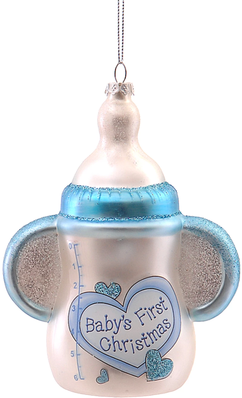 Στολίδι μπιμπερό γυάλινο babys 1st μπλε 13,3cm Vetur BV 13331