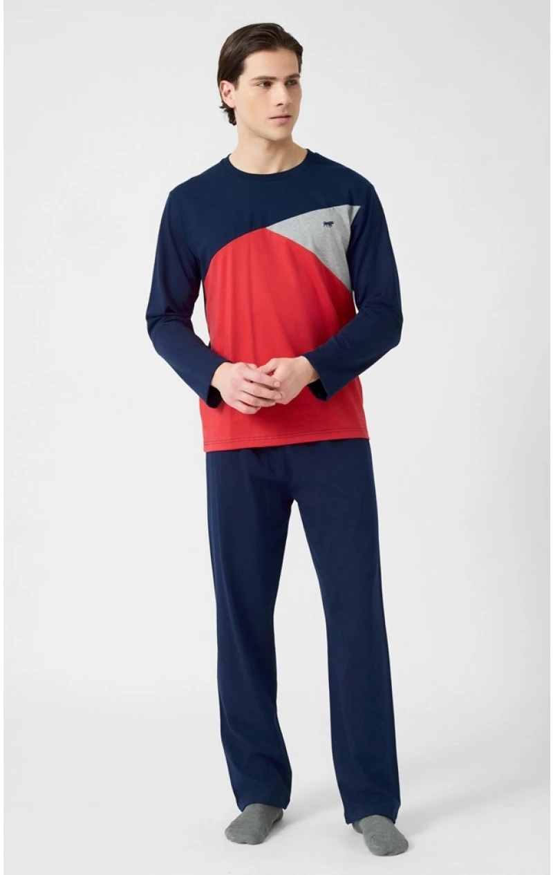 Minerva Ανδρική Χειμερινή Βαμβακερή Πυζάμα Relaxed Fit 90-71166-100