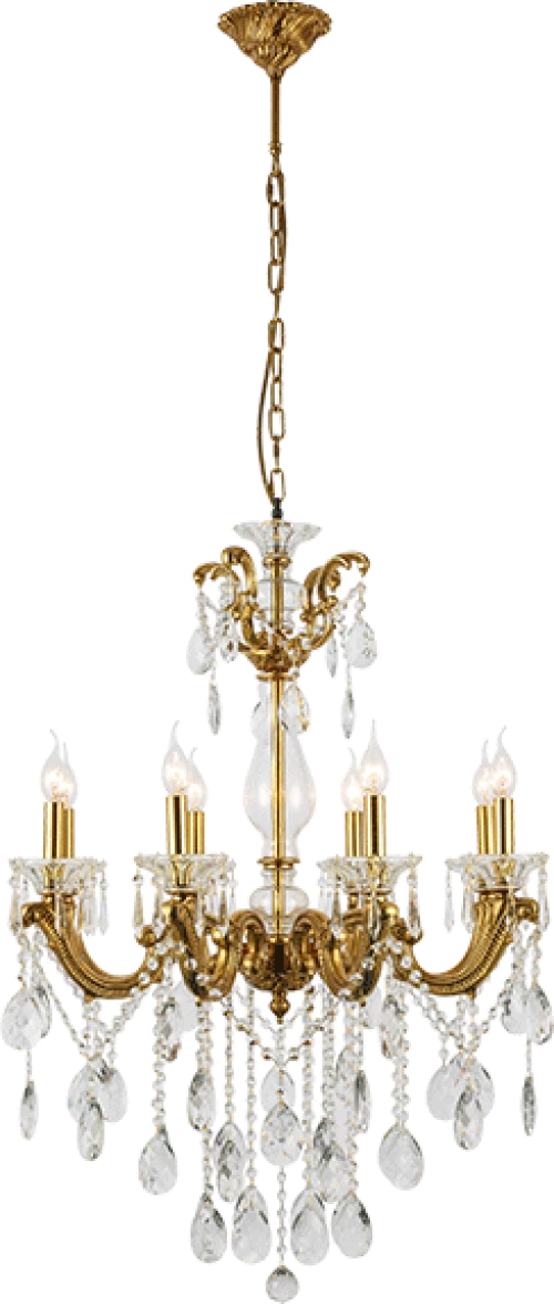 EDWARD CHANDELIER 8XE14 BRASS/JADE