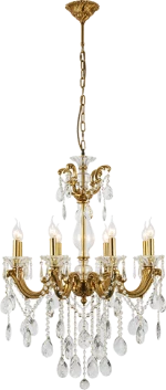 EDWARD CHANDELIER 8XE14 BRASS/JADE