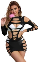 SUBBLIME - 952266 LONG SLEEVE ELASTIC FISHNET BODYSTOCKING BLACK ONE SIZE