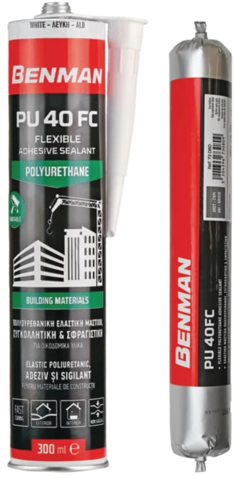 Αρμόκολλα Πολυουρεθάνης PU 40FC φύσιγγα 300ml λευκό BENMAN 73081