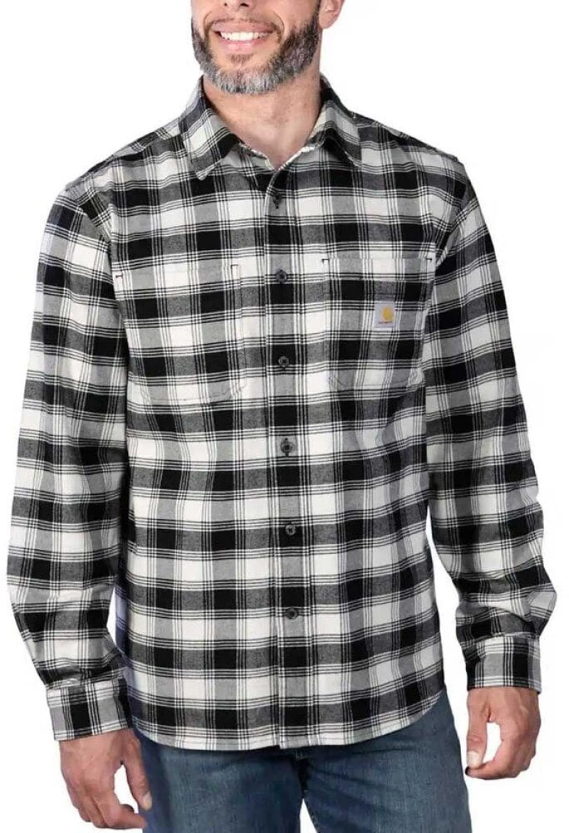 Πουκάμισο Ανδρικό Καρό Flannel Άσπρο Μαύρο Malt Carhartt 105945-W03