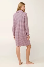 Interlock Κουμπωτό Νυχτικό με Houndstooth Μοτίβο - 21498