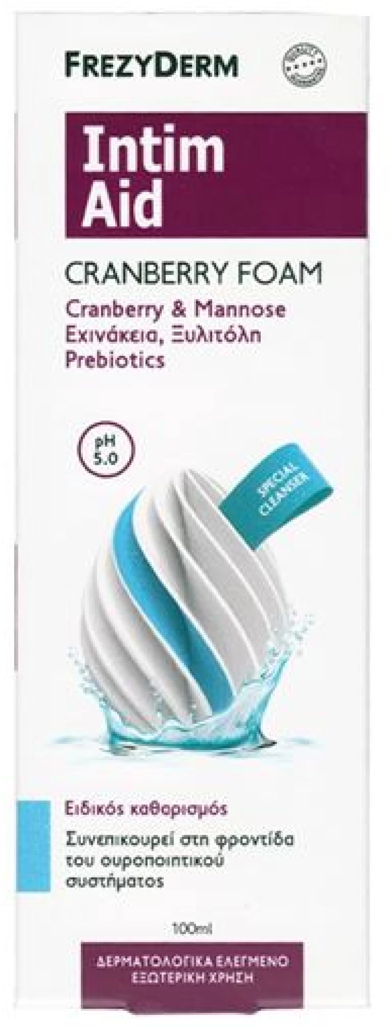 Frezyderm Intim Aid Cranberry Foam Ph5.0 Αφρός Καθαρισμού Ευαίσθητης Περιοχής PH 5.0 100ml