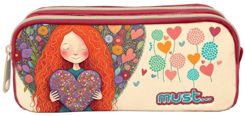 Κασετίνα Βαρελάκι Must 2 Φερμουάρ 21x6x9cm Red Heart 000585759