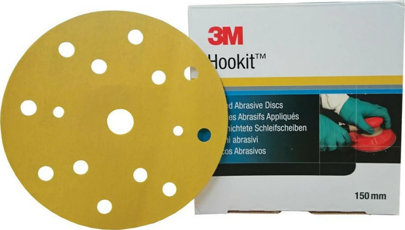 3M Hookit 255P+ 150mm με τρύπες 150x150mm κουτι 100 τεμαχιων.