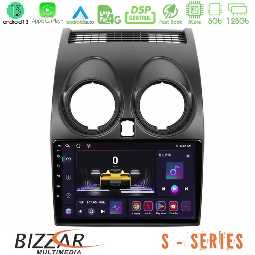 Bizzar S Series Nissan Qashqai J10 8core Android13 6+128GB Navigation Multimedia Tablet 9" U-S-NS0264