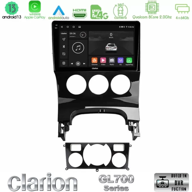 Clarion GL700 Series 8Core Android13 4+64GB Peugeot 3008 AUTO A/C Navigation Multimedia Tablet 9" Με Carplay & Android Auto U-GL7-PG0163