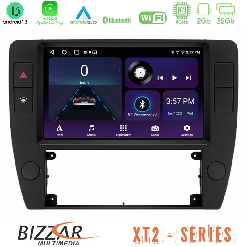 Bizzar XT2 Series 4Core Android13 2+32GB VW Passat B5 2001-2005 Navigation Multimedia Tablet 9" U-XT2-VW1370
