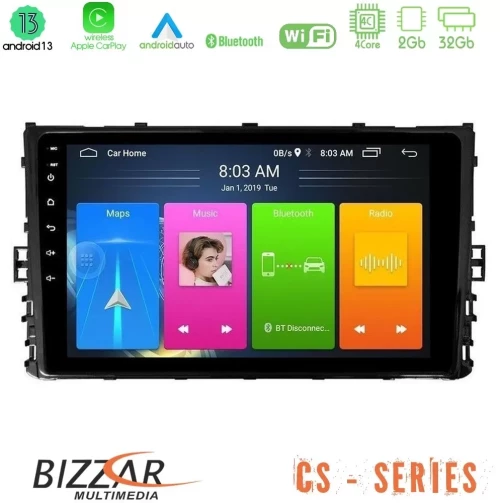 Bizzar CS Series 4Core Android13 2+32GB VW MQB 2017- Navigation Multimedia Tablet 9" U-CS-VW0333