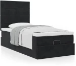 Οθωμανικό κρεβάτι με στρώματα Μαύρο 80x200cm Velvet Μαύρο 3313435