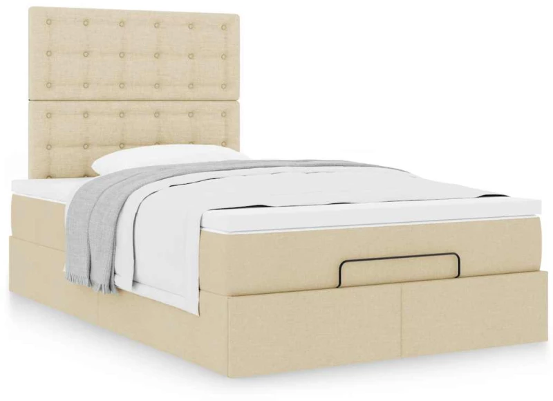 Οθωμανικό κρεβάτι με στρώμα Cream 120x200cm ύφασμα Κρεμ 3313318