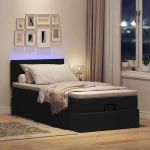 Οθωμανικό κρεβάτι με στρώμα & LEDs Μαύρο 80x200cm ύφασμα Μαύρο 3312182