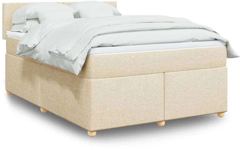 Κρεβάτι Boxspring με Στρώμα Κρεμ 140x190 εκ. Υφασμάτινο Κρεμ 3288973