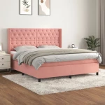 Κρεβάτι Boxspring με Στρώμα Ροζ 160x200 εκ. Βελούδινο Ροζ 3132872