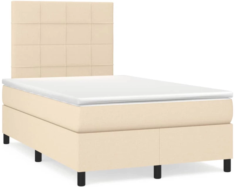 Κρεβάτι Boxspring με Στρώμα Κρεμ 120x190 εκ. Υφασμάτινο Κρεμ 3269886