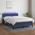 Κρεβάτι Boxspring με Στρώμα & LED Μπλε 140x200 εκ. Υφασμάτινο Μπλε 3133163