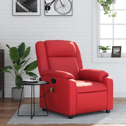 Πολυθρόνα Μασάζ Ανακλινόμενη Κόκκινη από Συνθετικό Δέρμα Κόκκινο 373534