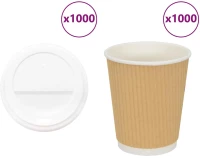 Χάρτινα ποτήρια καφέ με καπάκια 1000 τεμάχια 8oz 200ml Καφέ 3325224