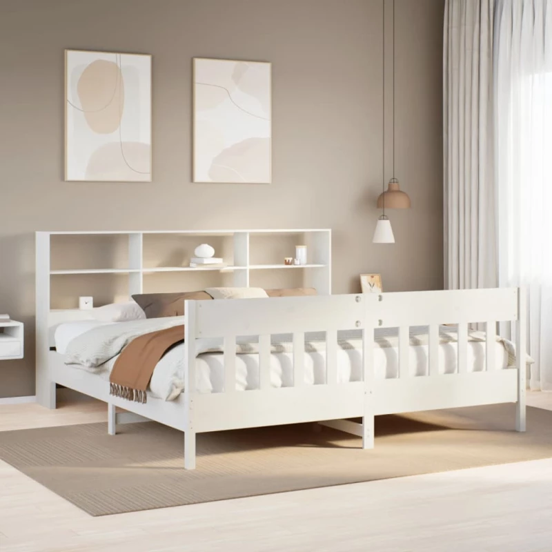Σκελετός Κρεβ. Χωρίς Στρώμα Λευκό 180x200 εκ Μασίφ Πεύκο Λευκό 3323213