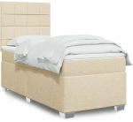 Κρεβάτι Boxspring με Στρώμα Κρεμ 90x200 εκ.Υφασμάτινο Κρεμ 3292676
