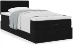 Οθωμανικό κρεβάτι με στρώμα Μαύρο 100x200cm Velvet Μαύρο 3311899