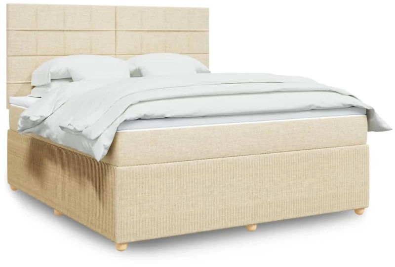 Κρεβάτι Boxspring με Στρώμα Κρεμ 180x200 εκ. Υφασμάτινο Κρεμ 3292140