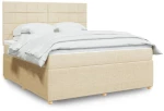 Κρεβάτι Boxspring με Στρώμα Κρεμ 180x200 εκ. Υφασμάτινο Κρεμ 3292140