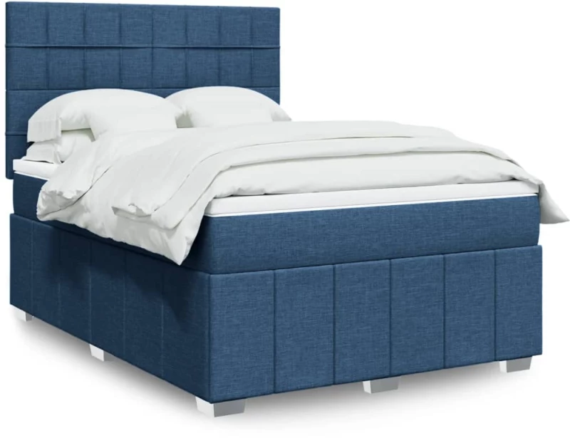 Κρεβάτι Boxspring με Στρώμα Μπλε 160x200 εκ. Υφασμάτινο Μπλε 3294025