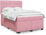 Κρεβάτι Boxspring με Στρώμα Ροζ 140x200 εκ. Βελούδινο Ροζ 3293235