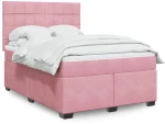 Κρεβάτι Boxspring με Στρώμα Ροζ 140x200 εκ. Βελούδινο Ροζ 3290935