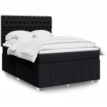 Κρεβάτι Boxspring με Στρώμα Μαύρο 140x190 εκ. Υφασμάτινο Μαύρο 3293972