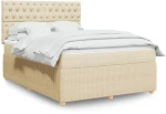 Κρεβάτι Boxspring με Στρώμα Κρεμ 140x190 εκ. Υφασμάτινο Κρεμ 3294363