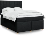 Κρεβάτι Boxspring με Στρώμα Μαύρο 140x190 εκ. Υφασμάτινο Μαύρο 3293577