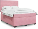 Κρεβάτι Boxspring με Στρώμα Ροζ 140x190 εκ. Βελούδινο Ροζ 3293205