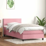 Κρεβάτι Boxspring με Στρώμα Ροζ 80x220 εκ. Βελούδινο Ροζ 3316718