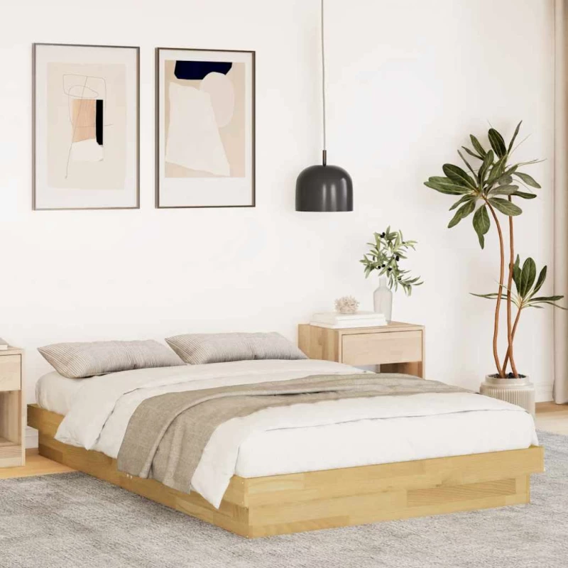 Πλαίσιο κρεβατιού χωρίς στρώμα 120x200 cm μασίφ ξύλο δρυς Καφέ 3315734