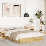 Πλαίσιο κρεβατιού χωρίς στρώμα 120x200 cm μασίφ ξύλο δρυς Καφέ 3315734