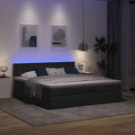 Οθωμανικό κρεβάτι με στρώμα & LEDs Μαύρο ύφασμα 160x200cm Μαύρο 3312487
