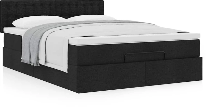 Οθωμανικό κρεβάτι με στρώμα Μαύρο 140x190cm Ύφασμα Μαύρο 3311624