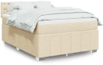 Κρεβάτι Boxspring με Στρώμα Κρεμ 140x190 εκ. Υφασμάτινο Κρεμ 3289382