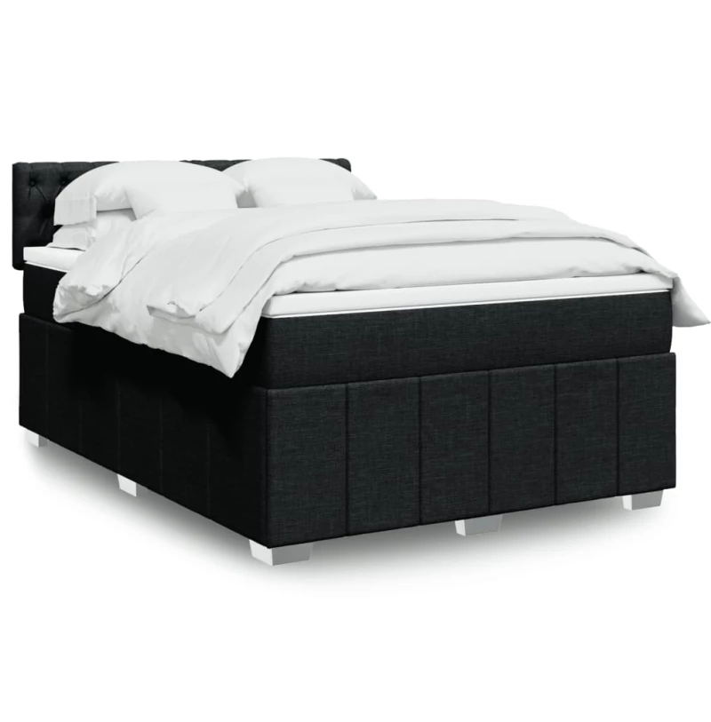 Κρεβάτι Boxspring με Στρώμα Μαύρο 140x190 εκ. Υφασμάτινο Μαύρο 3289372