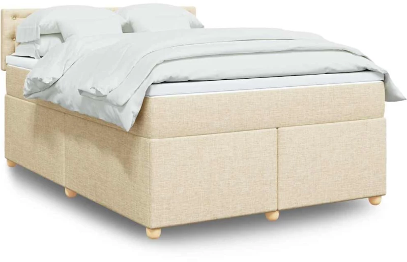 Κρεβάτι Boxspring με Στρώμα Κρεμ 140x190 εκ. Υφασμάτινο Κρεμ 3288994