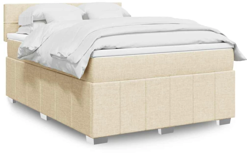 Κρεβάτι Boxspring με Στρώμα Κρεμ 140x190 εκ. Υφασμάτινο Κρεμ 3287068