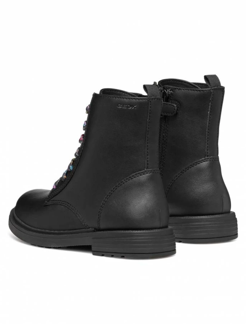 GEOX  J ECLAIR J049QD 0003W C9240 BLACK/MULTICOLOR JUNIOR ANKLE BOOTS
