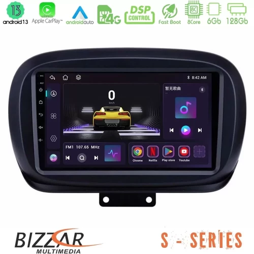 Bizzar S Series Fiat 500X 8core Android13 6+128GB Navigation Multimedia Tablet 9" U-S-FT0534