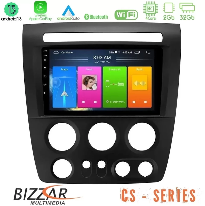 Bizzar CS Series 4Core Android13 2+32GB Hummer H3 2005-2009 Navigation Multimedia Tablet 9" U-CS-HU1056