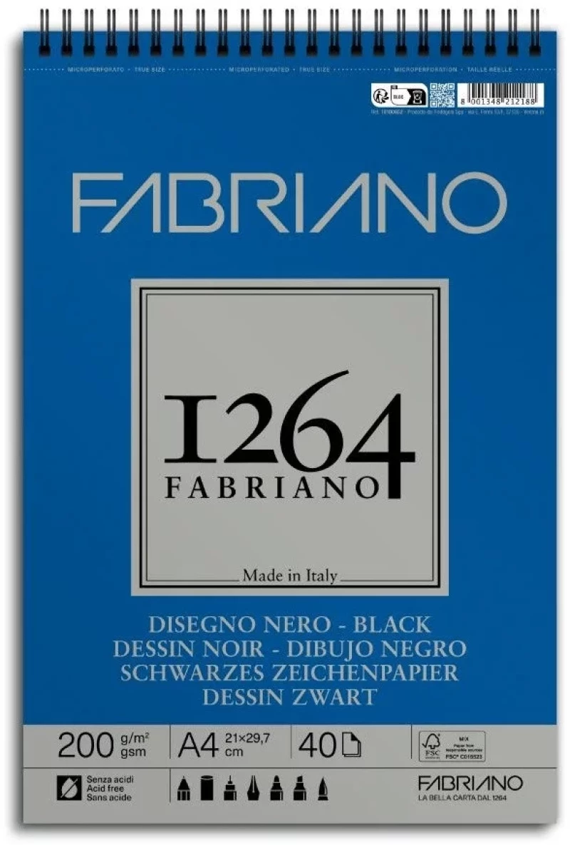 Μπλοκ Α4 με μαύρα φύλλα FABRIANO 1264